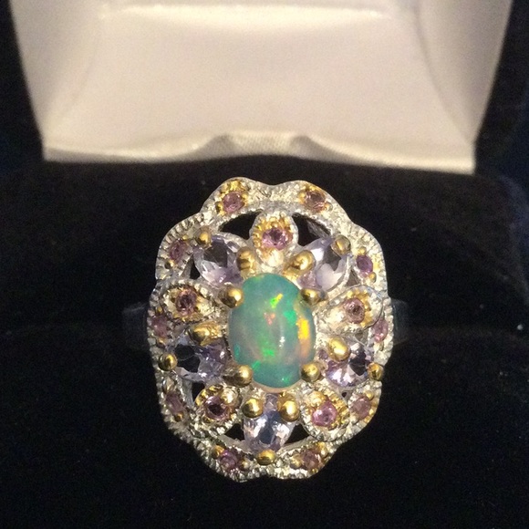 Atlanta Gem & Mineral Show Jewelry - Outstanding AA+ Genuine Natural Opal with Tanzanite